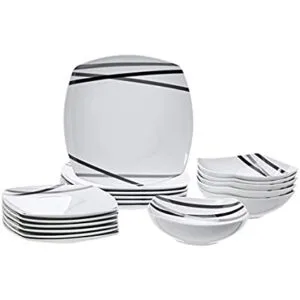 Home and Kitchen category — stacked white dinnerware set