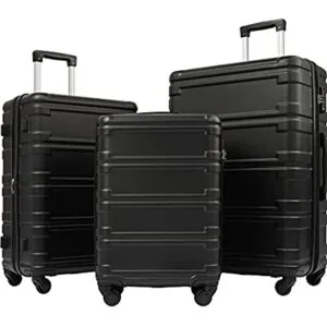 Luggage category — set of black hardside suitcases